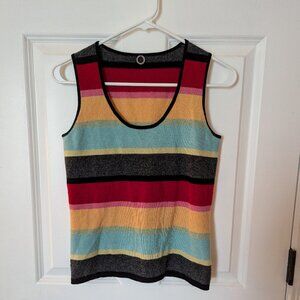 One Girl Who... 100% Cashmere Multicolored Sweater Vest, Size Small